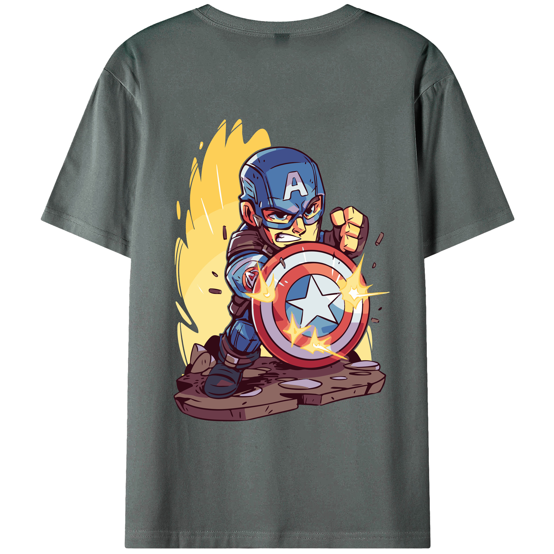 （画像用） アベンジャーズ The Avengers 綿100％ メンズ半袖Tシャツ（バックプリント） 通気性